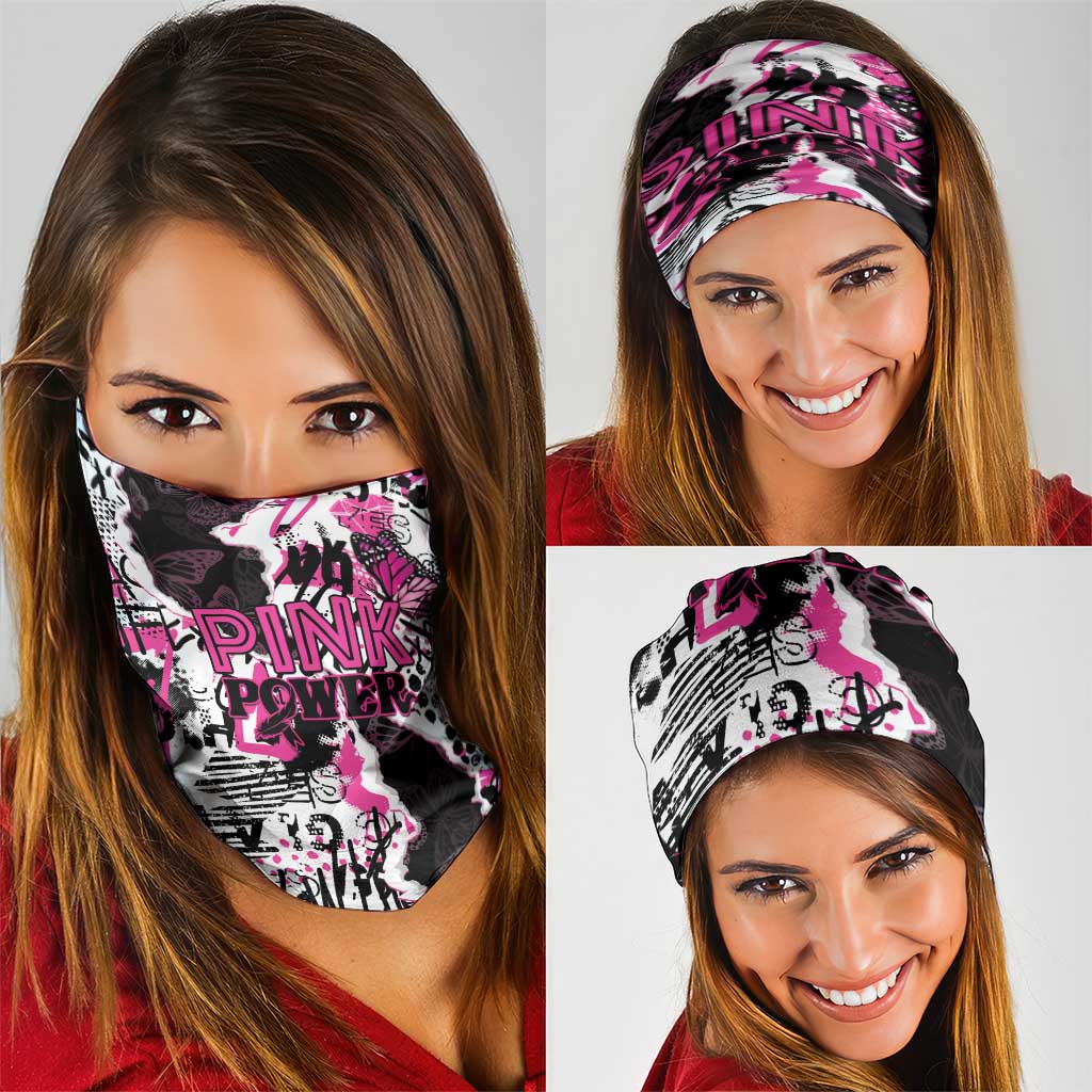 Pink Power Graffiti Neck Gaiter Breast Cancer Awareness LT01