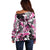 Personalized Pink Power Graffiti Off Shoulder Sweater Breast Cancer Awareness - Wonder Print Shop