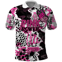 Personalized Pink Power Graffiti Polo Shirt Breast Cancer Awareness - Wonder Print Shop