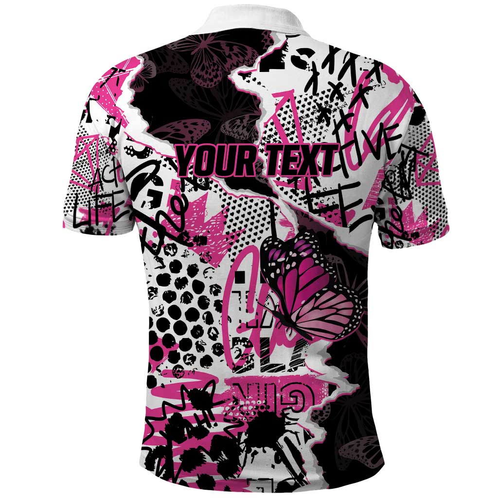 Personalized Pink Power Graffiti Polo Shirt Breast Cancer Awareness - Wonder Print Shop