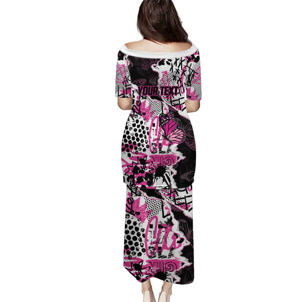 Personalized Pink Power Graffiti Puletasi Breast Cancer Awareness - Wonder Print Shop