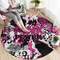 Pink Power Graffiti Round Carpet Breast Cancer Awareness - Wonder Print Shop