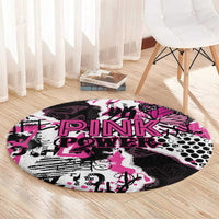 Pink Power Graffiti Round Carpet Breast Cancer Awareness - Wonder Print Shop