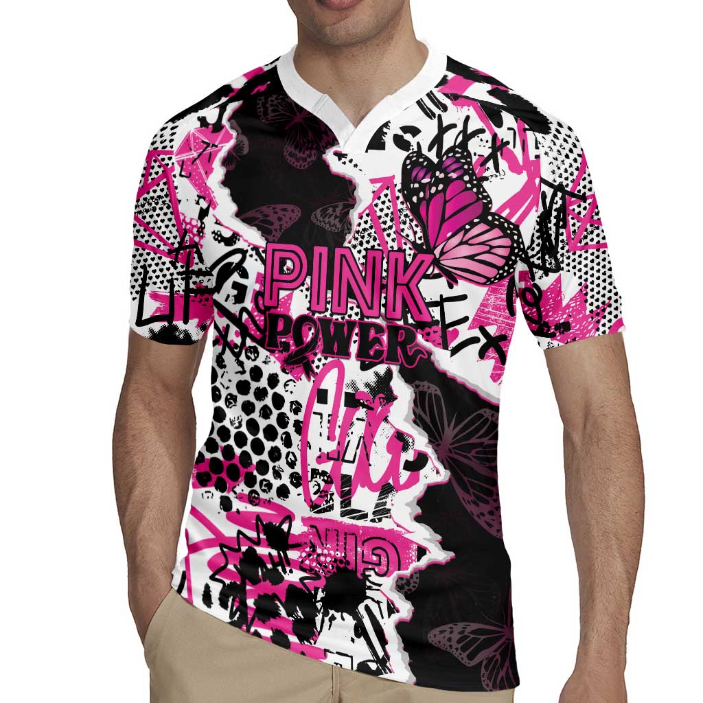 Personalized Pink Power Graffiti Rugby Jersey Breast Cancer Awareness - Wonder Print Shop