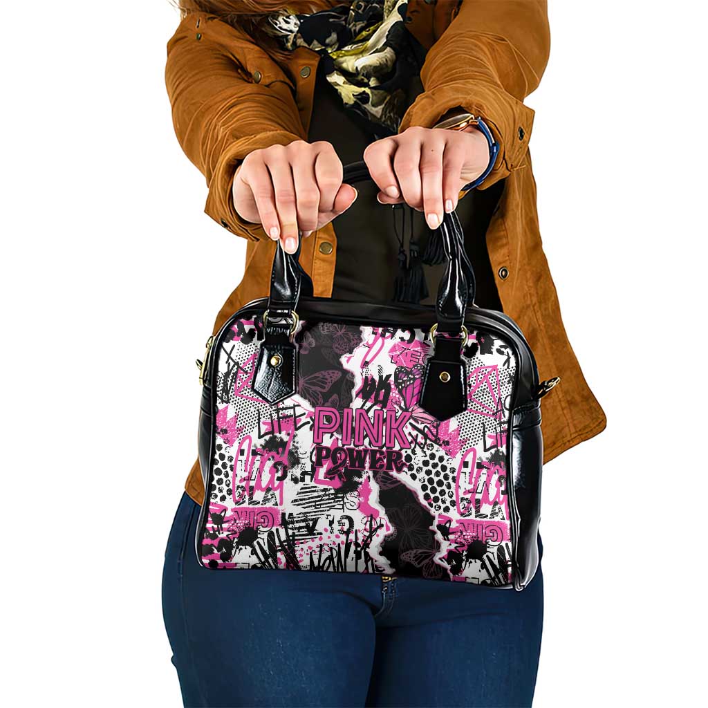 Pink Power Graffiti Shoulder Handbag Breast Cancer Awareness - Wonder Print Shop