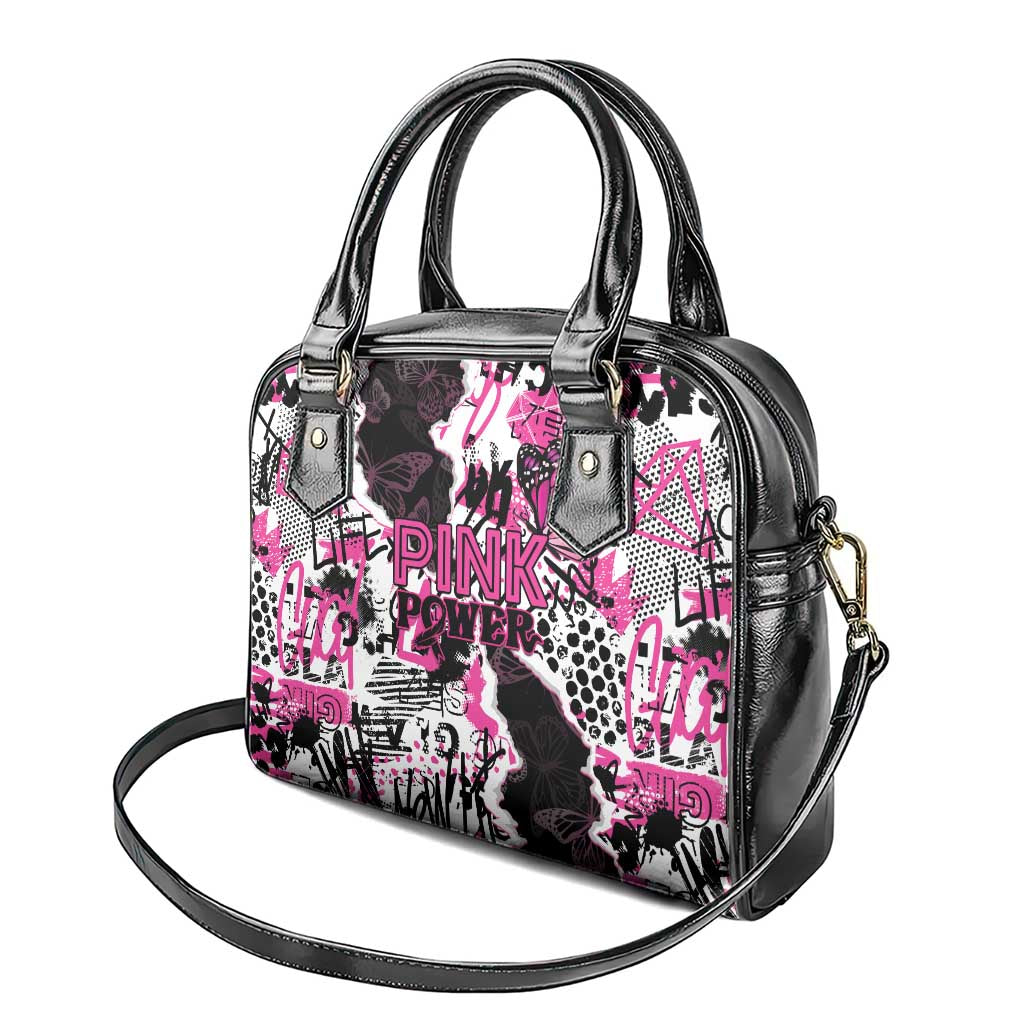 Pink Power Graffiti Shoulder Handbag Breast Cancer Awareness - Wonder Print Shop