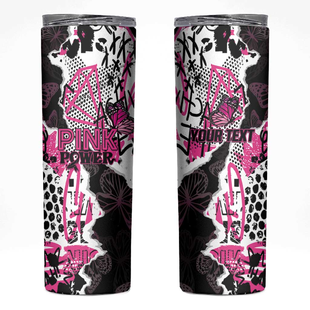 Personalized Pink Power Graffiti Skinny Tumbler Breast Cancer Awareness - Wonder Print Shop