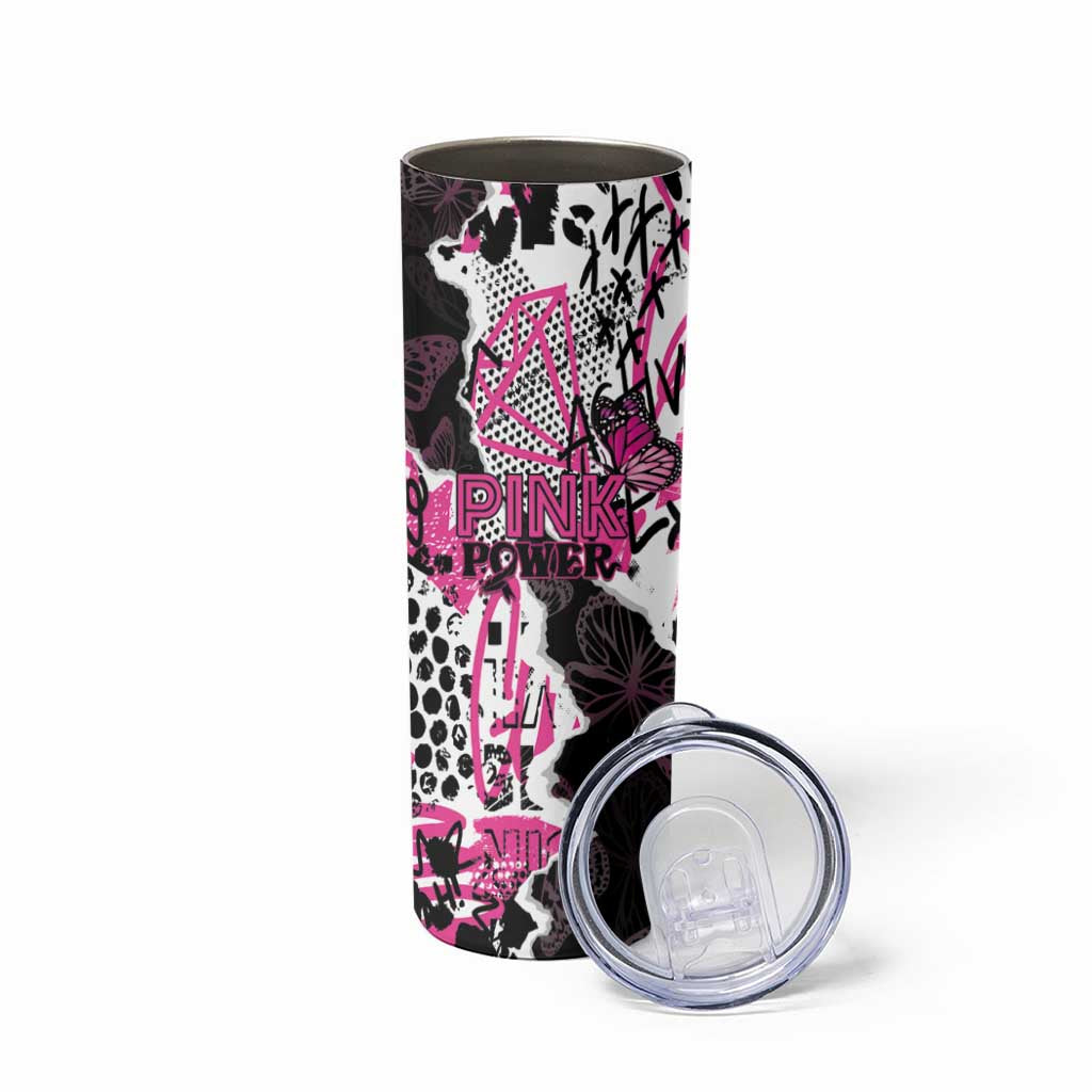 Personalized Pink Power Graffiti Skinny Tumbler Breast Cancer Awareness - Wonder Print Shop