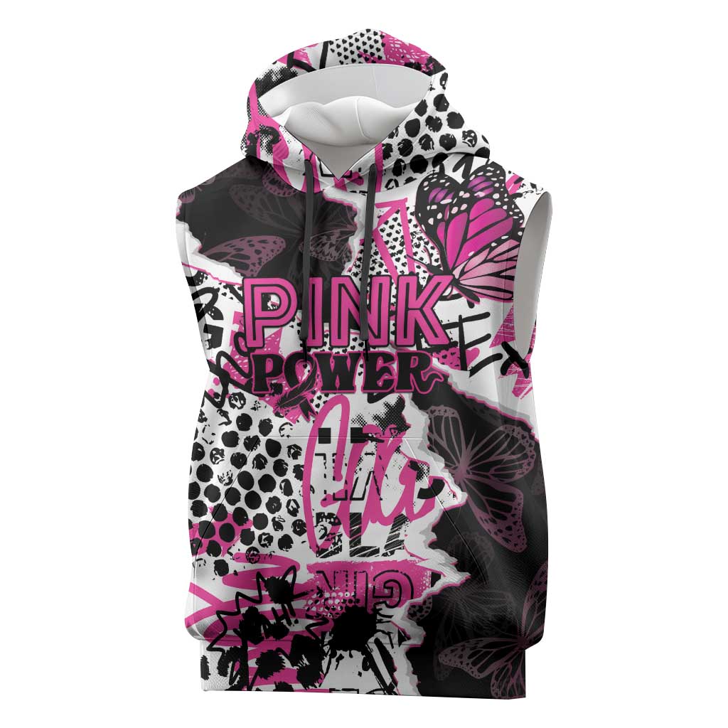 Personalized Pink Power Graffiti Sleeveless Hoodie Breast Cancer Awareness - Wonder Print Shop