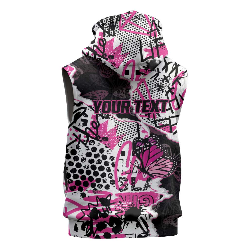 Personalized Pink Power Graffiti Sleeveless Hoodie Breast Cancer Awareness - Wonder Print Shop