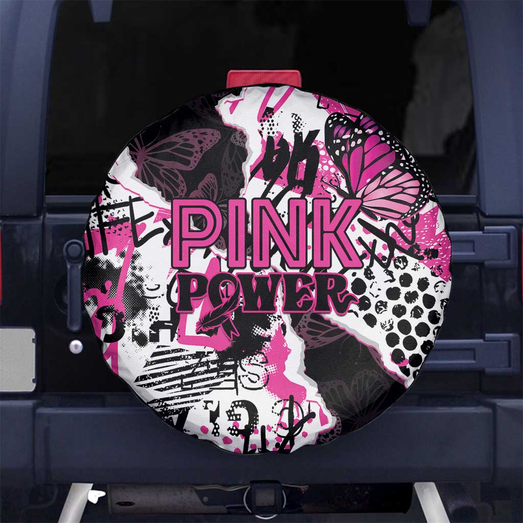 Pink Power Graffiti Spare Tire Cover Breast Cancer Awareness - Wonder Print Shop