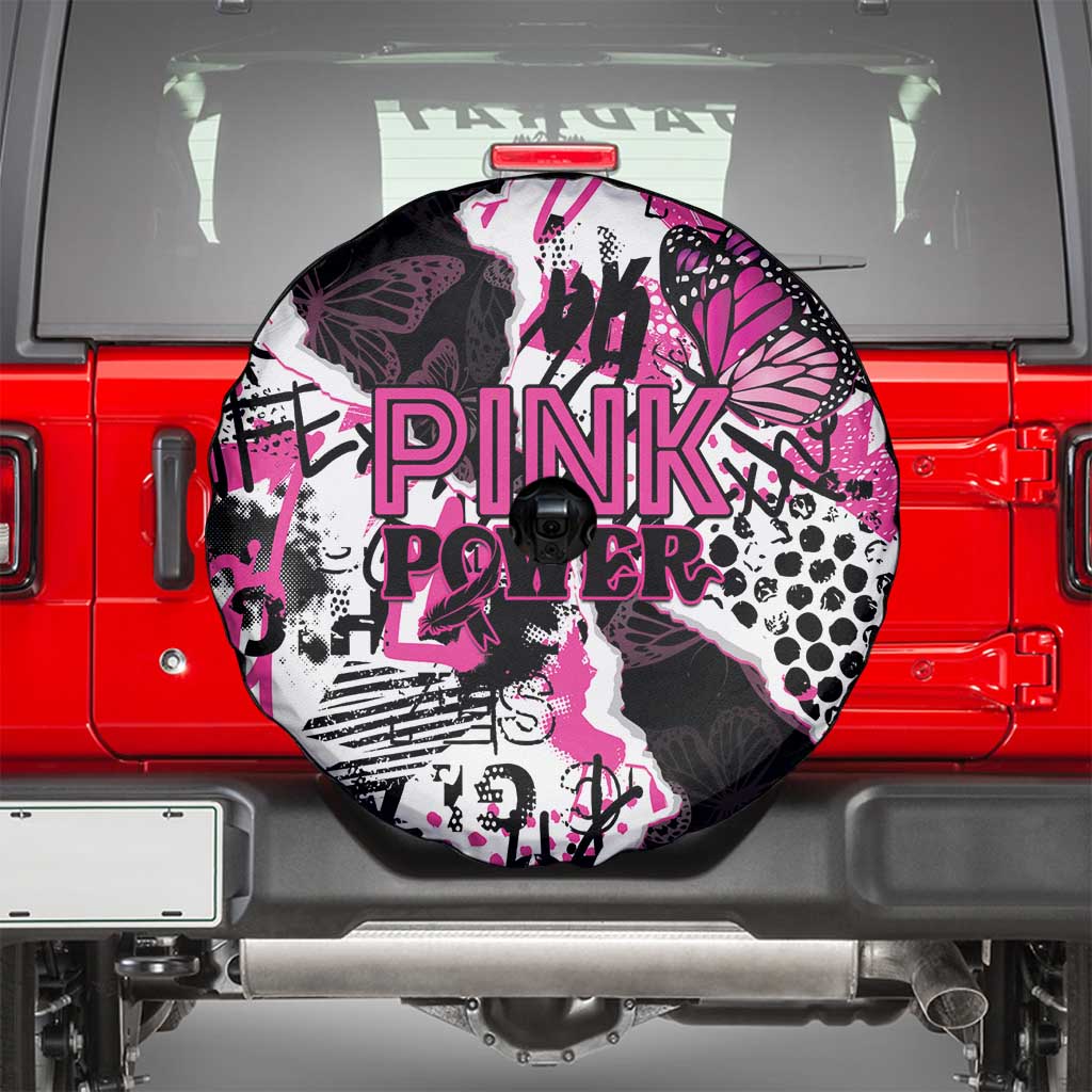 Pink Power Graffiti Spare Tire Cover Breast Cancer Awareness - Wonder Print Shop
