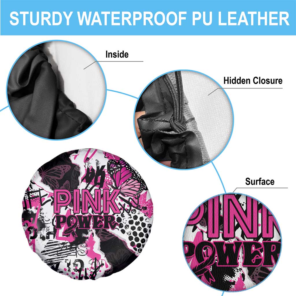 Pink Power Graffiti Spare Tire Cover Breast Cancer Awareness - Wonder Print Shop