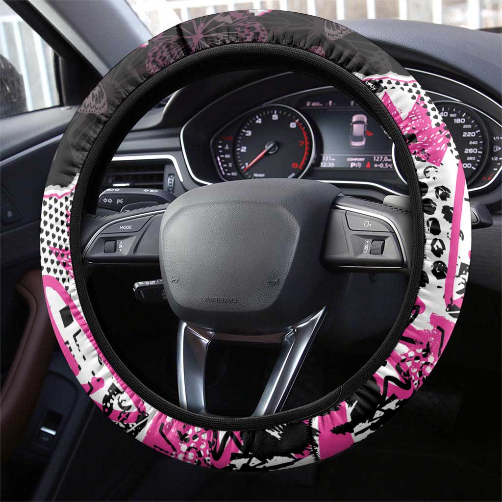 Pink Power Graffiti Steering Wheel Cover Breast Cancer Awareness - Wonder Print Shop