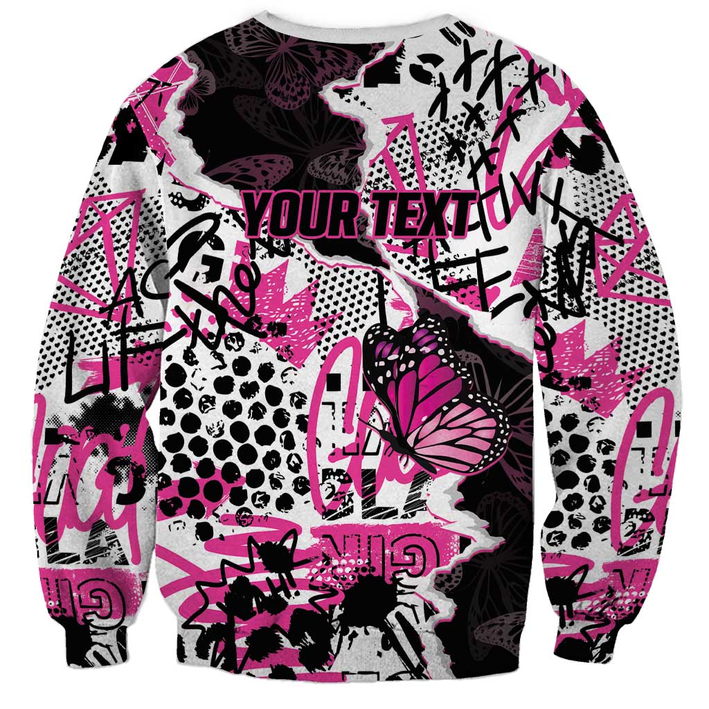 Personalized Pink Power Graffiti Sweatshirt Breast Cancer Awareness - Wonder Print Shop
