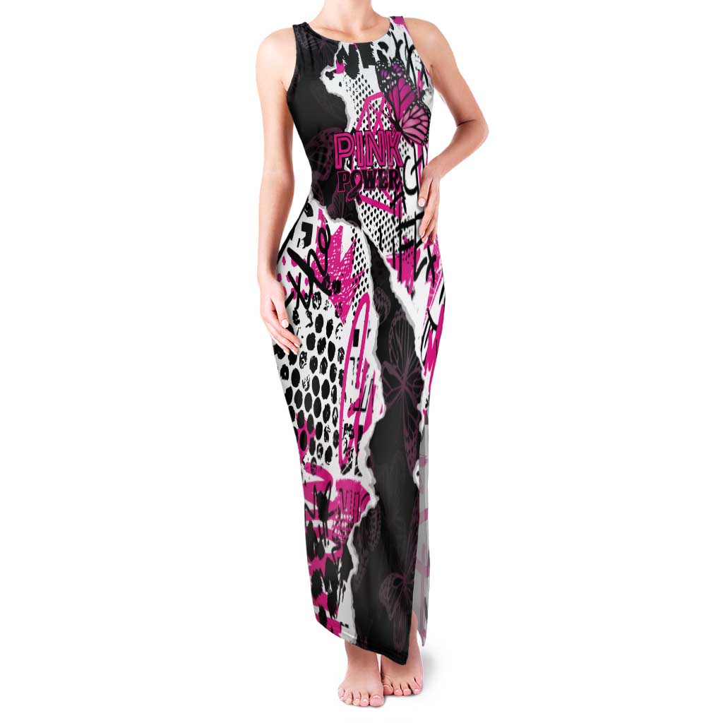 Personalized Pink Power Graffiti Tank Maxi Dress Breast Cancer Awareness - Wonder Print Shop