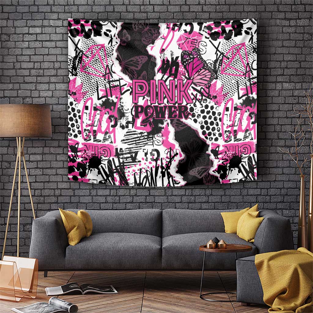 Pink Power Graffiti Tapestry Breast Cancer Awareness - Wonder Print Shop