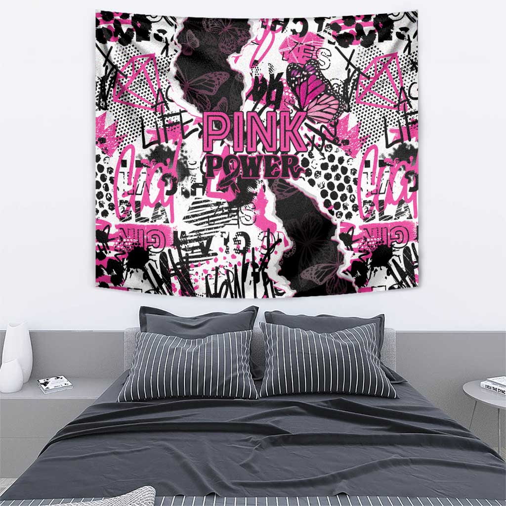 Pink Power Graffiti Tapestry Breast Cancer Awareness - Wonder Print Shop