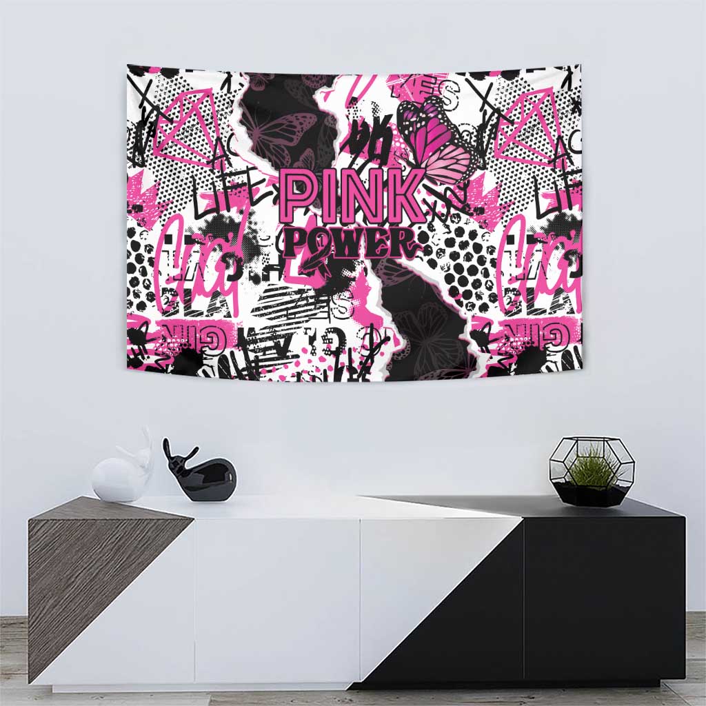 Pink Power Graffiti Tapestry Breast Cancer Awareness - Wonder Print Shop