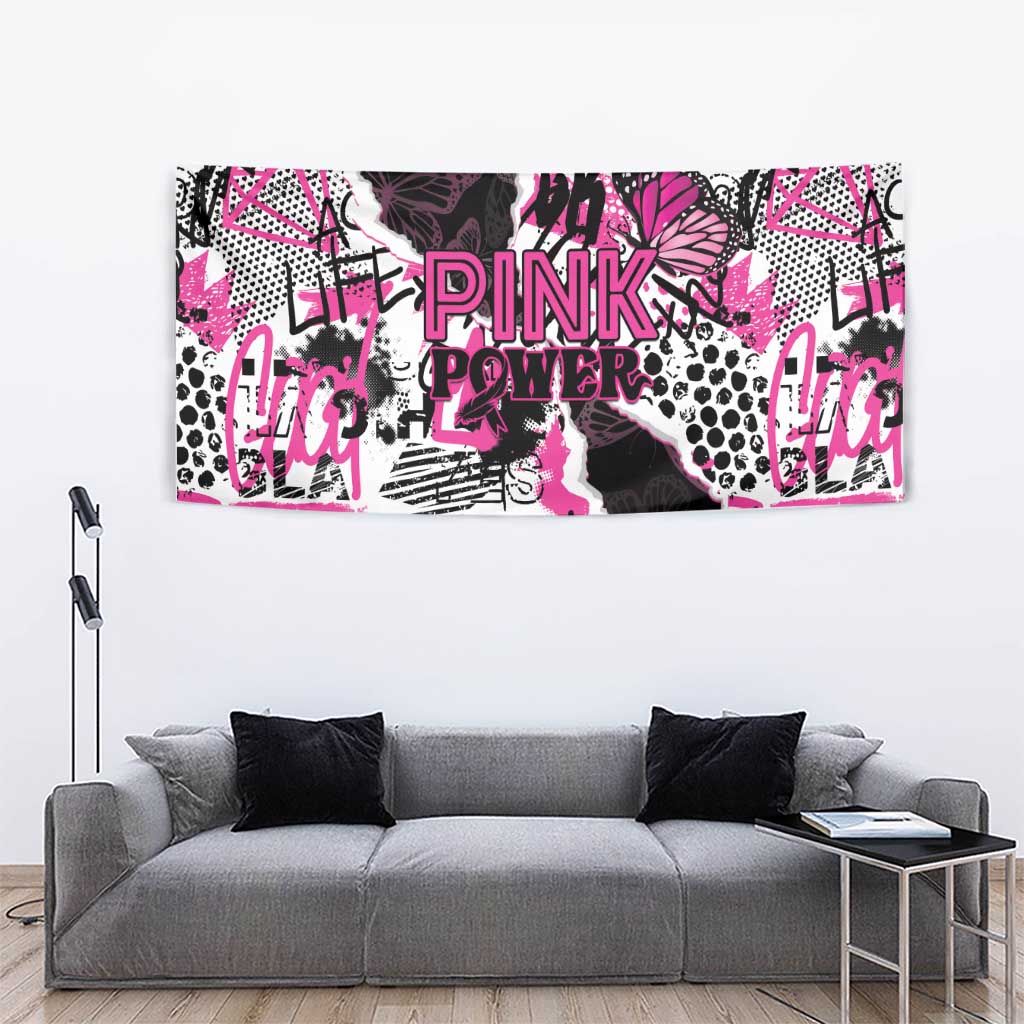 Pink Power Graffiti Tapestry Breast Cancer Awareness - Wonder Print Shop