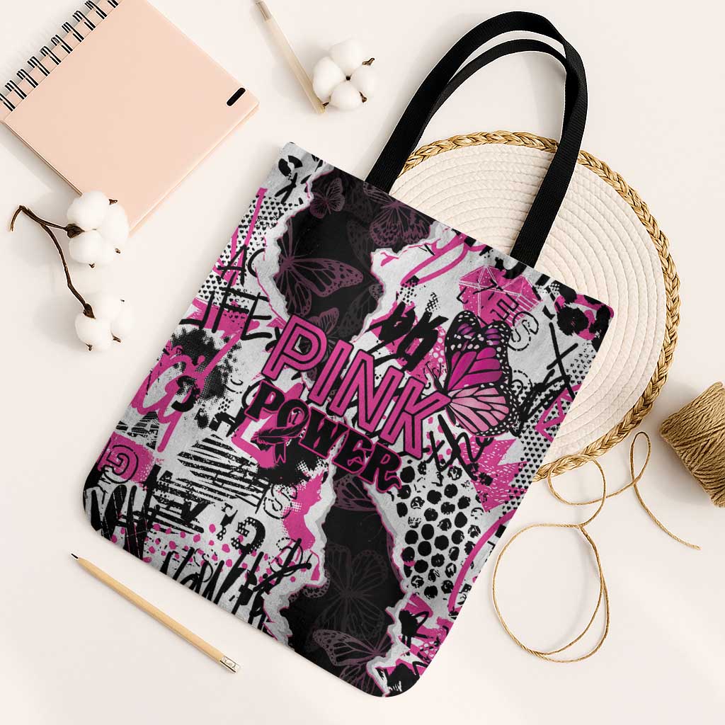 Pink Power Graffiti Tote Bag Breast Cancer Awareness - Wonder Print Shop