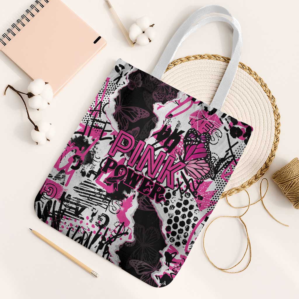 Pink Power Graffiti Tote Bag Breast Cancer Awareness - Wonder Print Shop