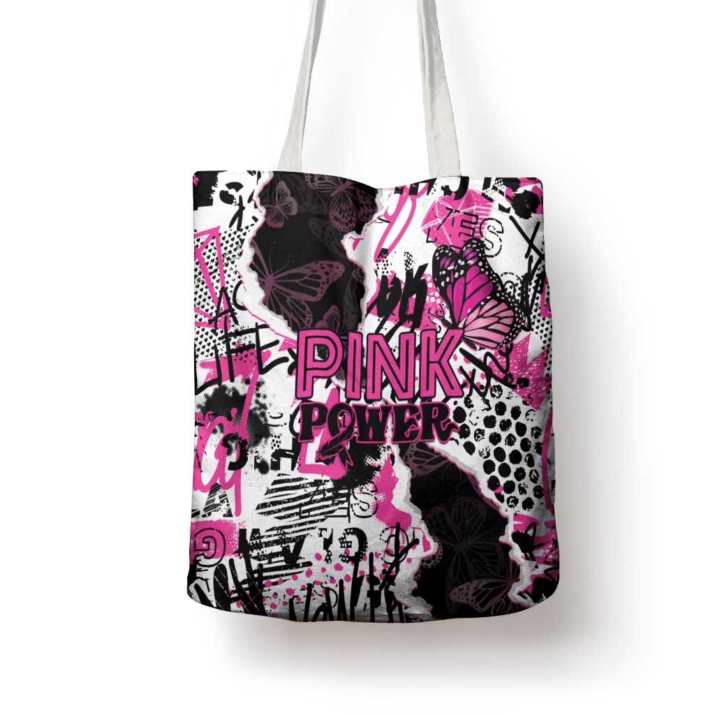 Pink Power Graffiti Tote Bag Breast Cancer Awareness - Wonder Print Shop