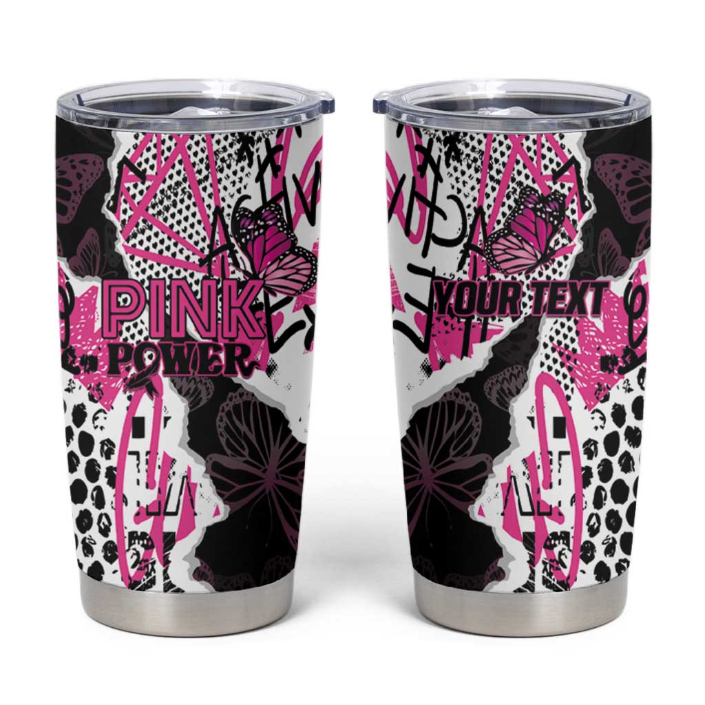Personalized Pink Power Graffiti Tumbler Cup Breast Cancer Awareness - Wonder Print Shop