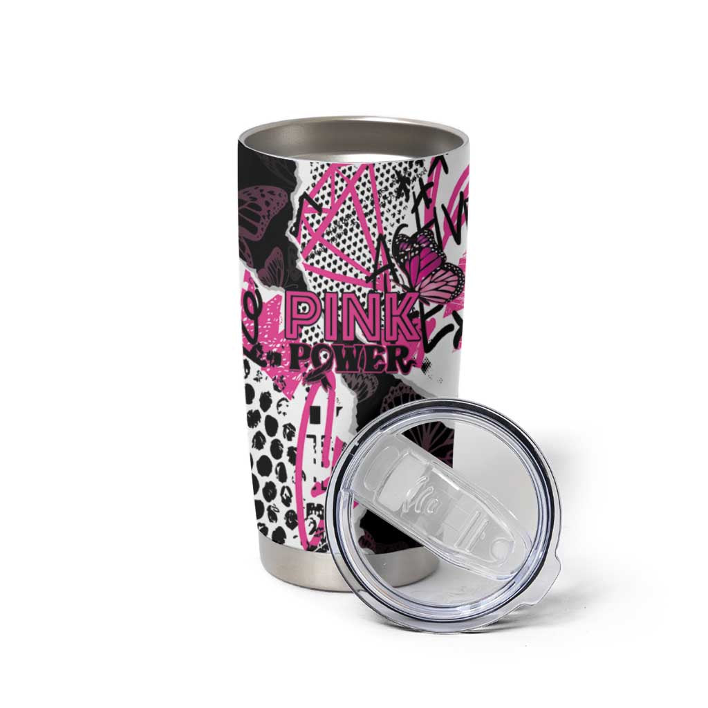 Personalized Pink Power Graffiti Tumbler Cup Breast Cancer Awareness - Wonder Print Shop