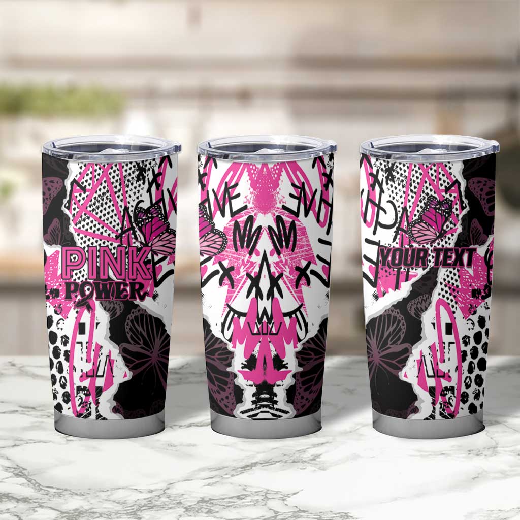 Personalized Pink Power Graffiti Tumbler Cup Breast Cancer Awareness - Wonder Print Shop