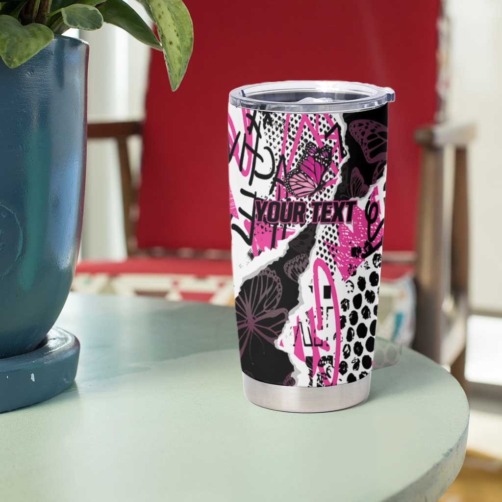 Personalized Pink Power Graffiti Tumbler Cup Breast Cancer Awareness - Wonder Print Shop