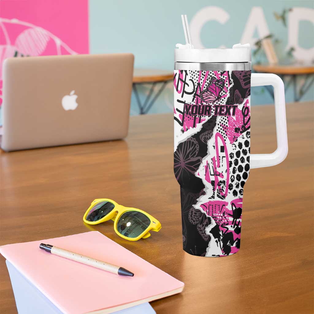 Personalized Pink Power Graffiti Tumbler With Handle Breast Cancer Awareness - Wonder Print Shop