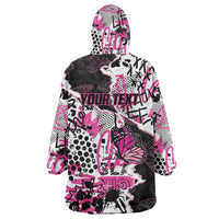 Personalized Pink Power Graffiti Wearable Blanket Hoodie Breast Cancer Awareness - Wonder Print Shop
