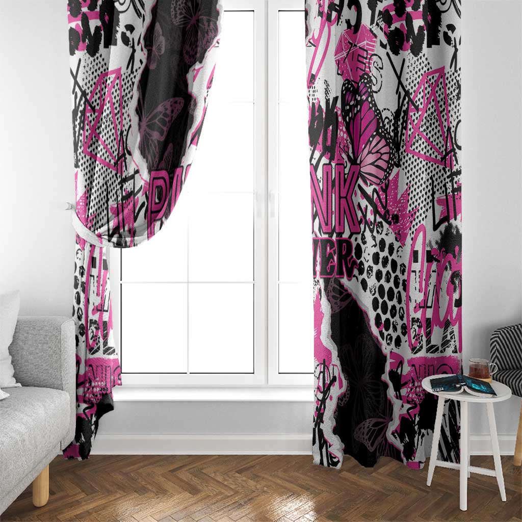 Pink Power Graffiti Window Curtain Breast Cancer Awareness - Wonder Print Shop