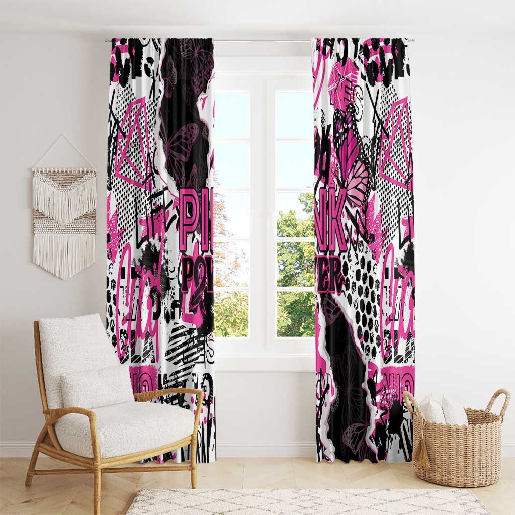 Pink Power Graffiti Window Curtain Breast Cancer Awareness - Wonder Print Shop