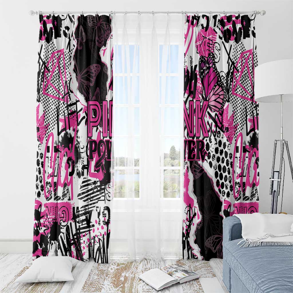 Pink Power Graffiti Window Curtain Breast Cancer Awareness - Wonder Print Shop