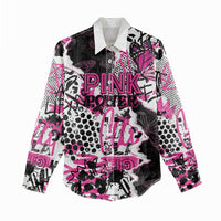 Personalized Pink Power Graffiti Women Casual Shirt Breast Cancer Awareness - Wonder Print Shop