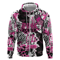 Personalized Pink Power Graffiti Zip Hoodie Breast Cancer Awareness - Wonder Print Shop