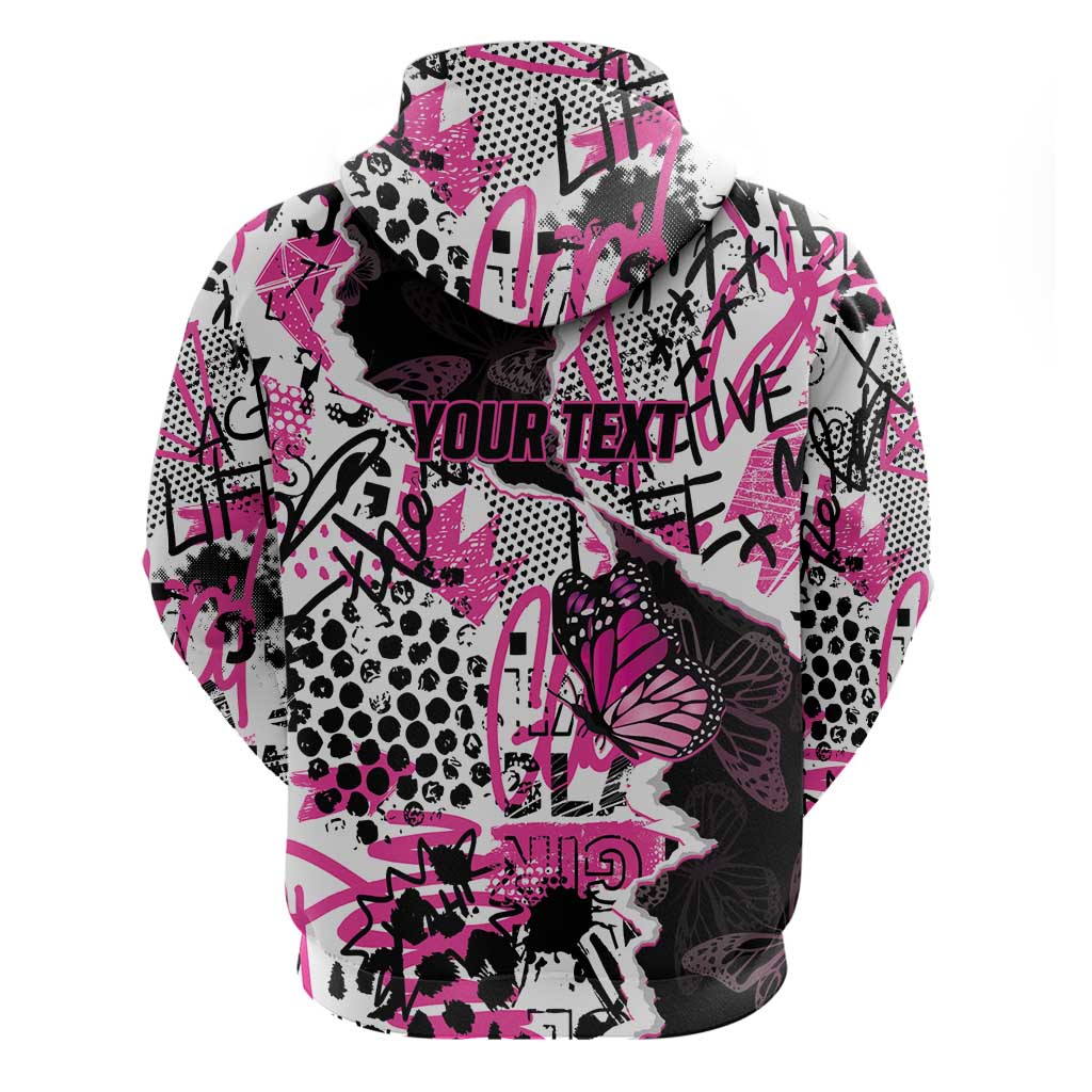 Personalized Pink Power Graffiti Zip Hoodie Breast Cancer Awareness - Wonder Print Shop