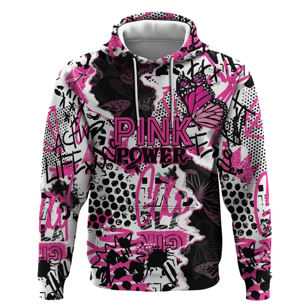 Personalized Pink Power Graffiti Zip Hoodie Breast Cancer Awareness - Wonder Print Shop