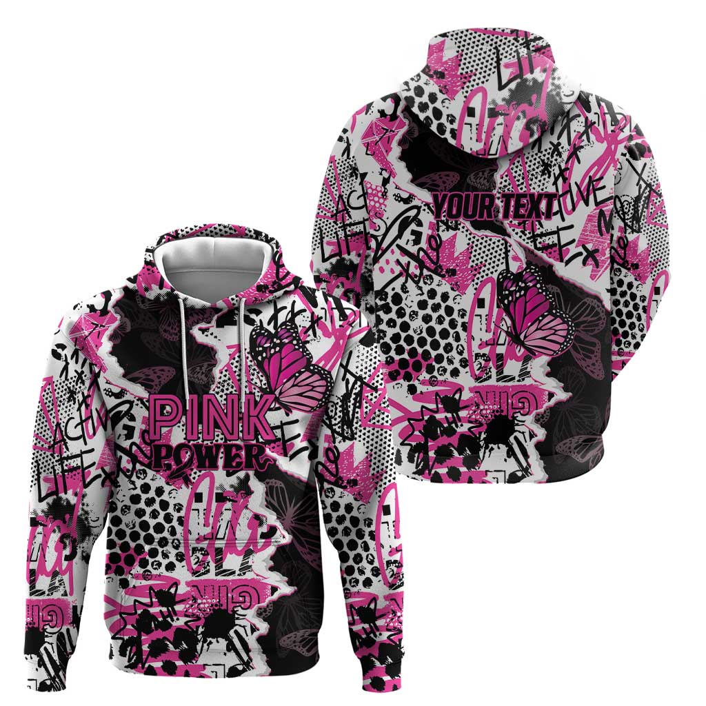Personalized Pink Power Graffiti Zip Hoodie Breast Cancer Awareness - Wonder Print Shop