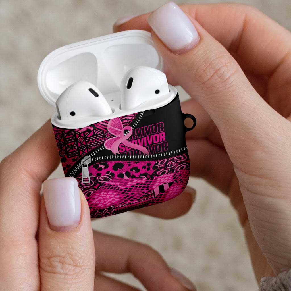 Pink Ribbon Animals Skin African Mixed AirPods Case Zipper Stylized - Wonder Print Shop