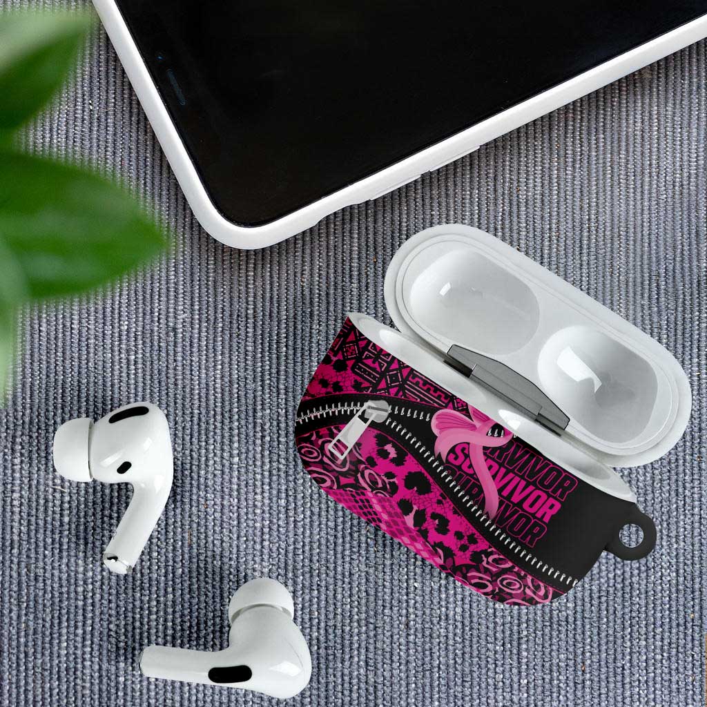 Pink Ribbon Animals Skin African Mixed AirPods Case Zipper Stylized - Wonder Print Shop