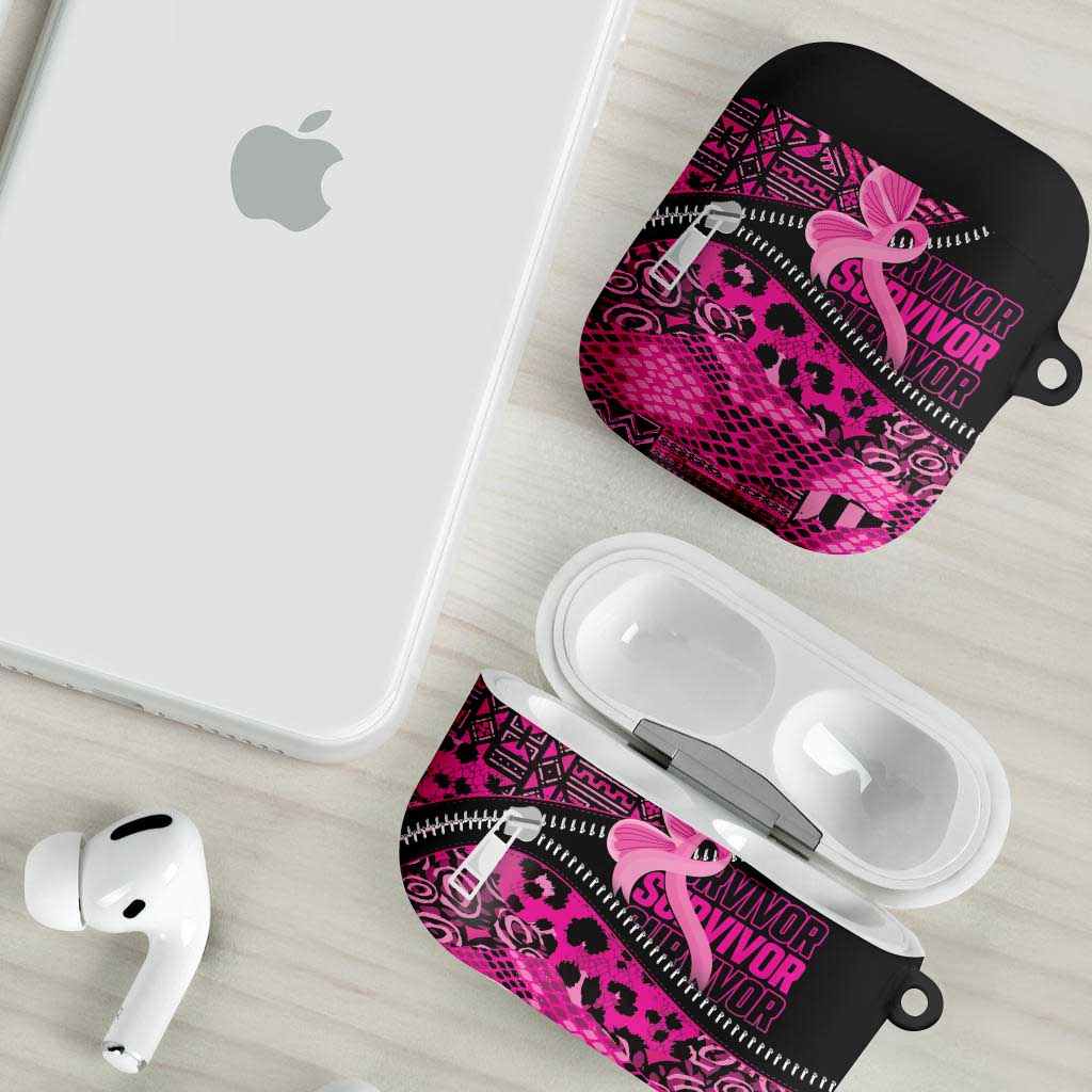 Pink Ribbon Animals Skin African Mixed AirPods Case Zipper Stylized - Wonder Print Shop