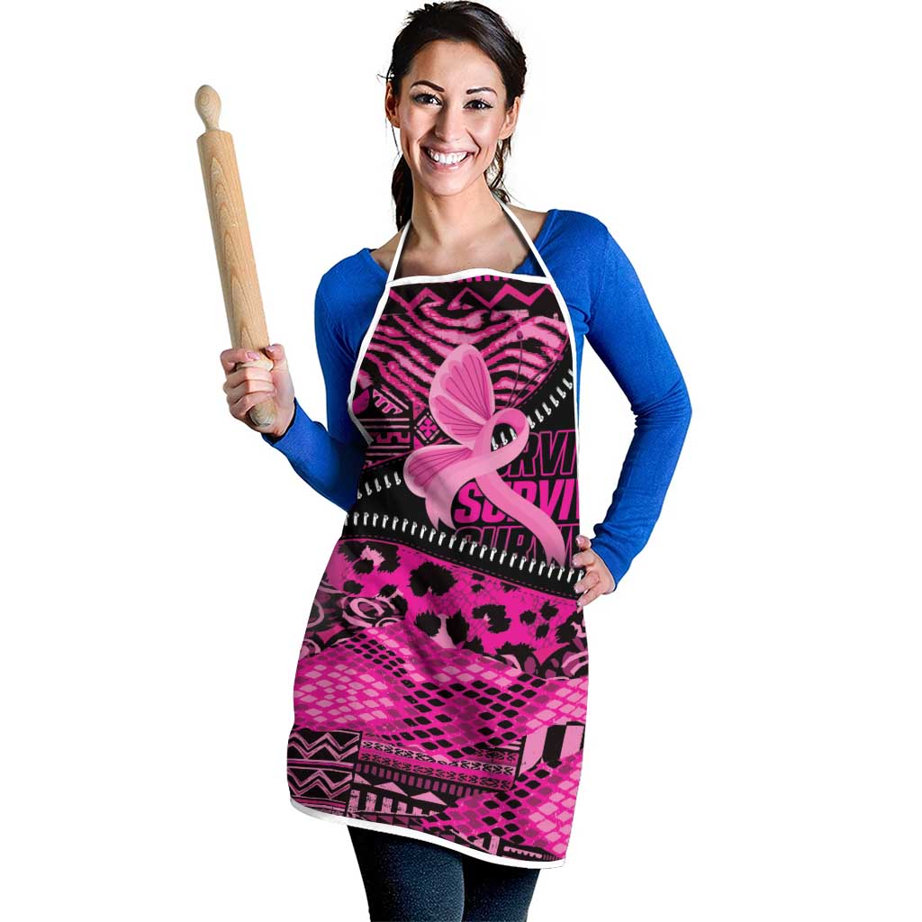 Pink Ribbon Animals Skin African Mixed Apron Zipper Stylized - Wonder Print Shop