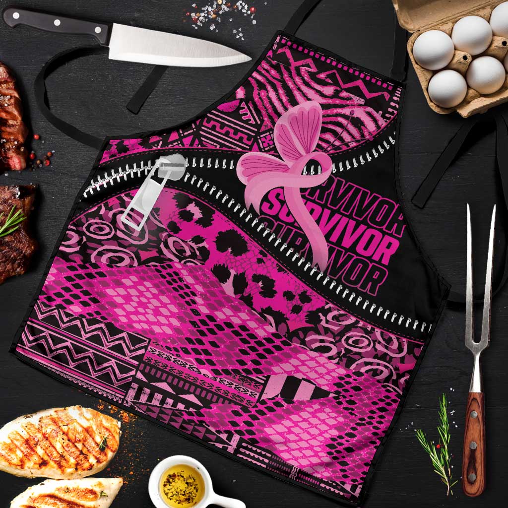 Pink Ribbon Animals Skin African Mixed Apron Zipper Stylized - Wonder Print Shop