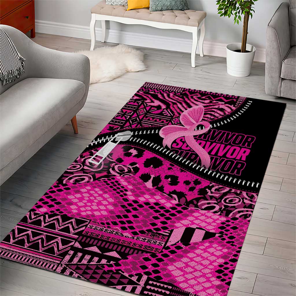 Pink Ribbon Animals Skin African Mixed Area Rug Zipper Stylized - Wonder Print Shop