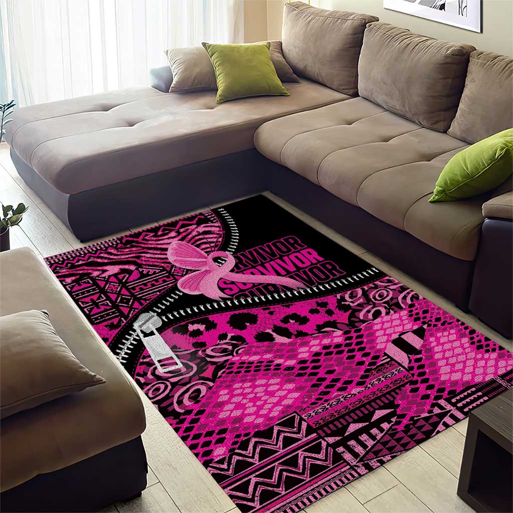 Pink Ribbon Animals Skin African Mixed Area Rug Zipper Stylized - Wonder Print Shop