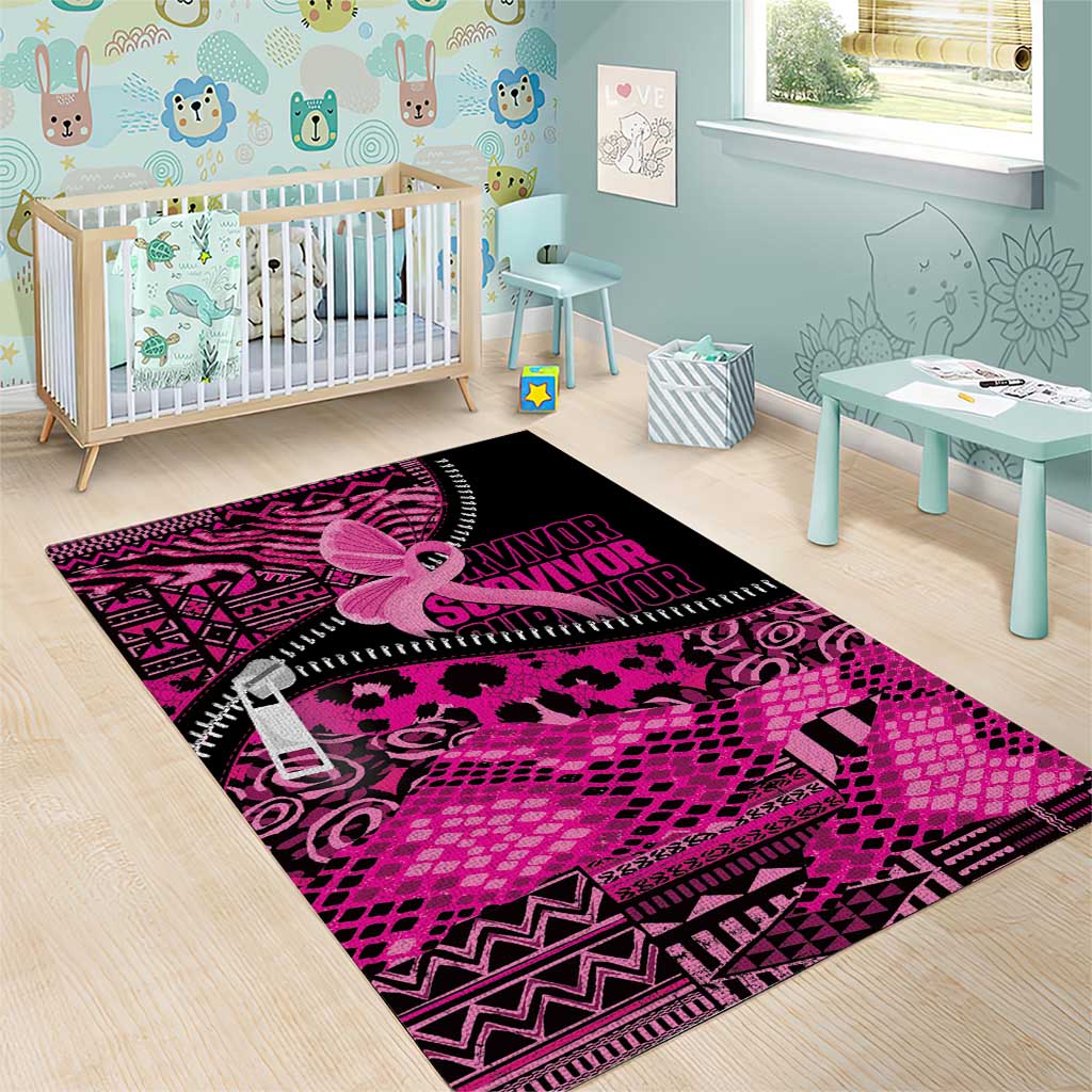 Pink Ribbon Animals Skin African Mixed Area Rug Zipper Stylized - Wonder Print Shop