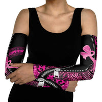 Pink Ribbon Animals Skin African Mixed Arm Sleeves Zipper Stylized - Wonder Print Shop